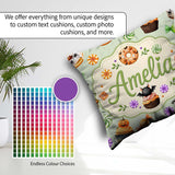 Custom Name Cute Donuts Sweet Spooky Treats Soft Sage Background Square Filled Cushion Throw Pillow Sofa Bed Home Decor Zip Washable UK Made
