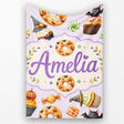 Cute Halloween Donut Sweet Spooky Treats Soft Lilac Background  Personalised Custom Name Super Soft Fleece Blanket Bed Sofa Throw