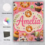 Personalised Name Cute Halloween Donuts Custom  Modern Room Accent Elegant Feature Canvas Wall Art Print Decor Picture Ready to Hang