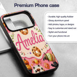 Cute Halloween Donuts Sweet Spooky Treats Pink Custom Name Protective Phone Case Mobile Cover Durable Everyday Smartphone Shock Resistant
