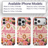 Cute Halloween Donuts Sweet Spooky Treats Pink Custom Name Protective Phone Case Mobile Cover Durable Everyday Smartphone Shock Resistant
