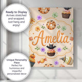 Personalised Name Cute Halloween Donuts Custom  Modern Room Accent Elegant Feature Canvas Wall Art Print Decor Picture Ready to Hang