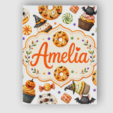 Personalised Name Cute Halloween Donut Custom  Modern Room Accent Elegant Feature Canvas Wall Art Print Decor Picture Ready to Hang