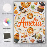 Personalised Name Cute Halloween Donut Custom  Modern Room Accent Elegant Feature Canvas Wall Art Print Decor Picture Ready to Hang