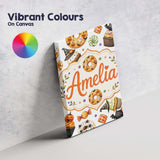 Personalised Name Cute Halloween Donut Custom  Modern Room Accent Elegant Feature Canvas Wall Art Print Decor Picture Ready to Hang