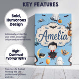 Personalised Name Cute Halloween Vampire Custom  Unique Gift Idea Elegant Feature Canvas Wall Art Print Decor Picture Ready to Hang