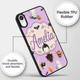 Halloween Vampire Ghost Bat Spooky Character Custom Name Protective Phone Case Mobile Cover Durable Everyday Smartphone Shock Resistant