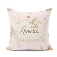 Custom Name Cute Bunny with Carrot Blue Check Background Pattern Square Filled Cushion Throw Pillow Sofa Bed Home Decor Zip Washable UK Made