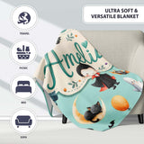 Halloween Vampire Ghost Bats Spooky Characters Mint Green Seamless  Personalised Custom Name Super Soft Fleece Blanket Bed Sofa Throw