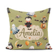 Custom Name Halloween Vampire Ghost Bats Spooky Characters Olive Square Filled Cushion Throw Pillow Sofa Bed Home Decor Zip Washable UK Made