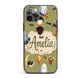 Halloween Vampire Ghost Bats Spooky Characters Custom Name Protective Phone Case Mobile Cover Durable Everyday Smartphone Shock Resistant