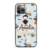 Halloween Vampire Ghost Bats Spooky Characters Custom Name Protective Phone Case Mobile Cover Durable Everyday Smartphone Shock Resistant
