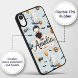 Halloween Vampire Ghost Bats Spooky Characters Custom Name Protective Phone Case Mobile Cover Durable Everyday Smartphone Shock Resistant