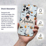 Halloween Vampire Ghost Bats Spooky Characters Custom Name Protective Phone Case Mobile Cover Durable Everyday Smartphone Shock Resistant