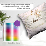 Custom Name Cute Bunny with Carrot Blue Check Background Pattern Square Filled Cushion Throw Pillow Sofa Bed Home Decor Zip Washable UK Made