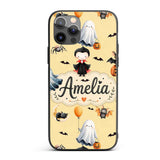 Halloween Vampire Ghost Bats Spooky Characters Custom Name Protective Phone Case Mobile Cover Durable Everyday Smartphone Shock Resistant