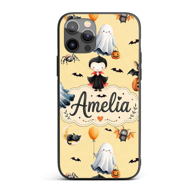 Halloween Vampire Ghost Bats Spooky Characters Custom Name Protective Phone Case Mobile Cover Durable Everyday Smartphone Shock Resistant