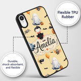 Halloween Vampire Ghost Bats Spooky Characters Custom Name Protective Phone Case Mobile Cover Durable Everyday Smartphone Shock Resistant