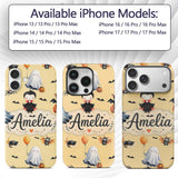 Halloween Vampire Ghost Bats Spooky Characters Custom Name Protective Phone Case Mobile Cover Durable Everyday Smartphone Shock Resistant