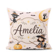 Custom Name Halloween Witch Cat Moon Stars Spooky Night Seamless Square Filled Cushion Throw Pillow Sofa Bed Home Decor Zip Washable UK Made