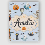 Personalised Name Cute Halloween Zombie Custom  Modern Room Accent Elegant Feature Canvas Wall Art Print Decor Picture Ready to Hang