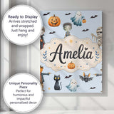 Personalised Name Cute Halloween Zombie Custom  Modern Room Accent Elegant Feature Canvas Wall Art Print Decor Picture Ready to Hang