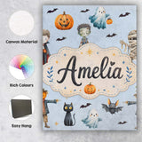 Personalised Name Cute Halloween Zombie Custom  Modern Room Accent Elegant Feature Canvas Wall Art Print Decor Picture Ready to Hang