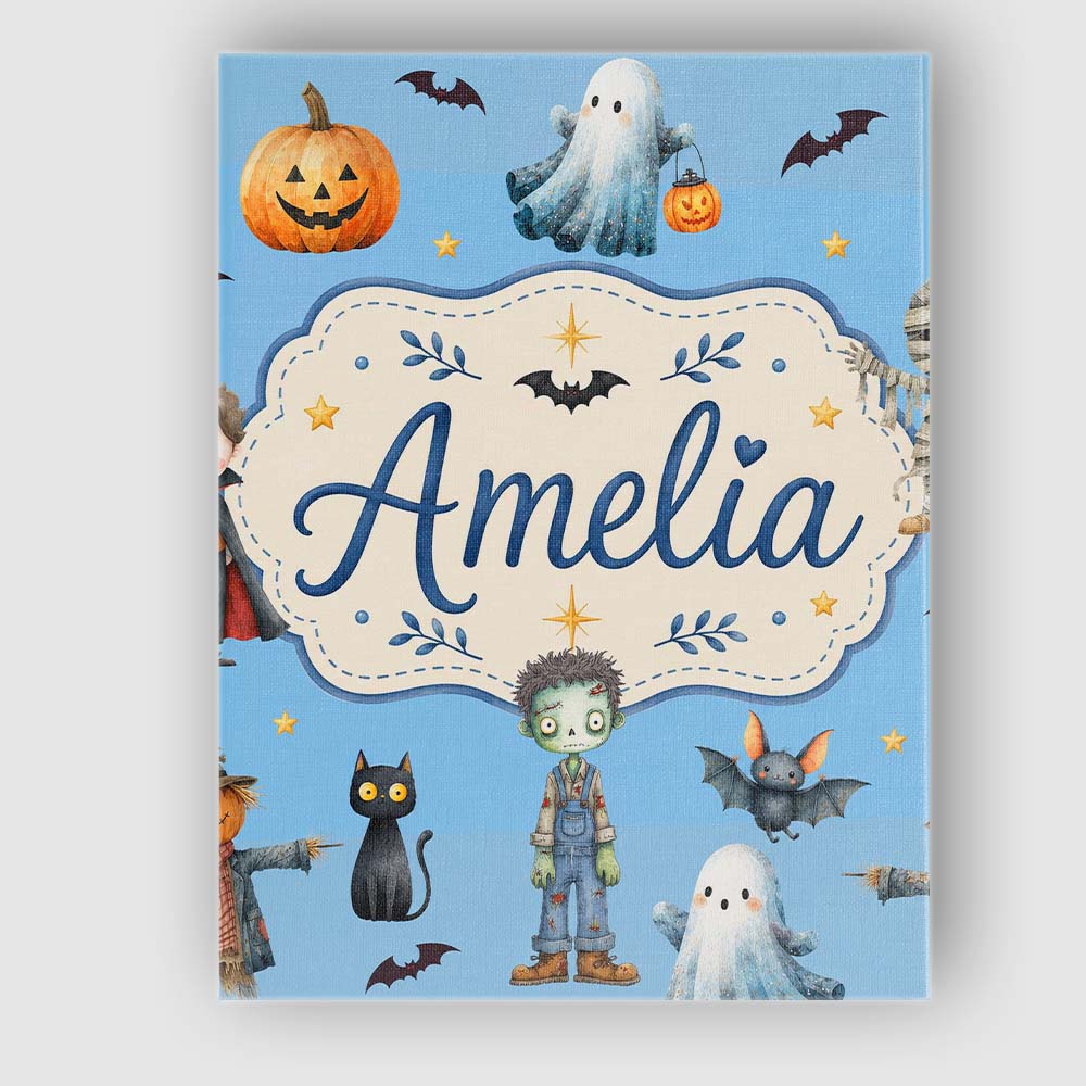 Personalised Name Halloween Zombie Mummy Custom  Unique Gift Idea Elegant Feature Canvas Wall Art Print Decor Picture Ready to Hang