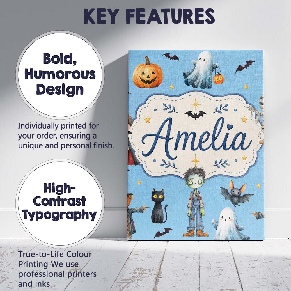 Personalised Name Halloween Zombie Mummy Custom  Unique Gift Idea Elegant Feature Canvas Wall Art Print Decor Picture Ready to Hang