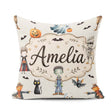 Custom Name Halloween Zombie Mummy Vampire Bat Spooky Light Grey Square Filled Cushion Throw Pillow Sofa Bed Home Decor Zip Washable UK Made