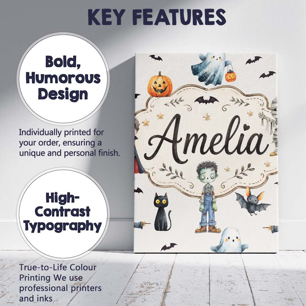 Personalised Name Halloween Zombie Mummy Custom  Unique Gift Idea Elegant Feature Canvas Wall Art Print Decor Picture Ready to Hang