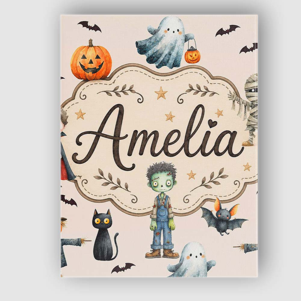 Personalised Name Halloween Zombie Mummy Custom  Unique Gift Idea Elegant Feature Canvas Wall Art Print Decor Picture Ready to Hang