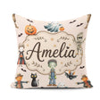 Custom Name Halloween Zombie Vampire Bat Spooky Neutral Seamless Square Filled Cushion Throw Pillow Sofa Bed Home Decor Zip Washable UK Made