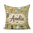 Custom Name Halloween Zombie Mummy Vampire Spooky Olive Seamless Square Filled Cushion Throw Pillow Sofa Bed Home Decor Zip Washable UK Made
