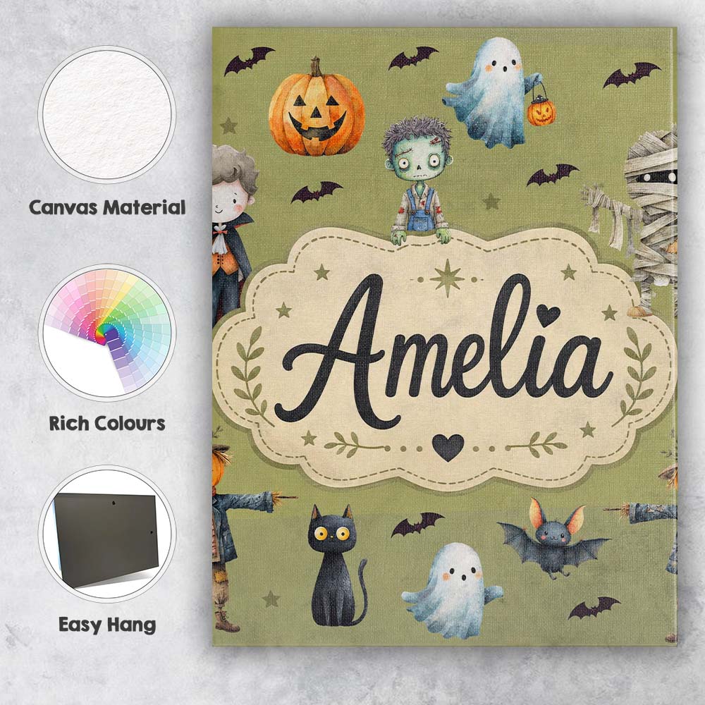 Personalised Name Halloween Zombie Mummy Custom  Unique Gift Idea Elegant Feature Canvas Wall Art Print Decor Picture Ready to Hang