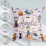 Custom Name Halloween Zombie Mummy Vampire Spooky Lilac Seamless Square Filled Cushion Throw Pillow Sofa Bed Home Decor Zip Washable UK Made