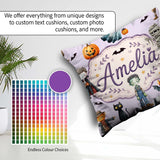 Custom Name Halloween Zombie Mummy Vampire Spooky Lilac Seamless Square Filled Cushion Throw Pillow Sofa Bed Home Decor Zip Washable UK Made