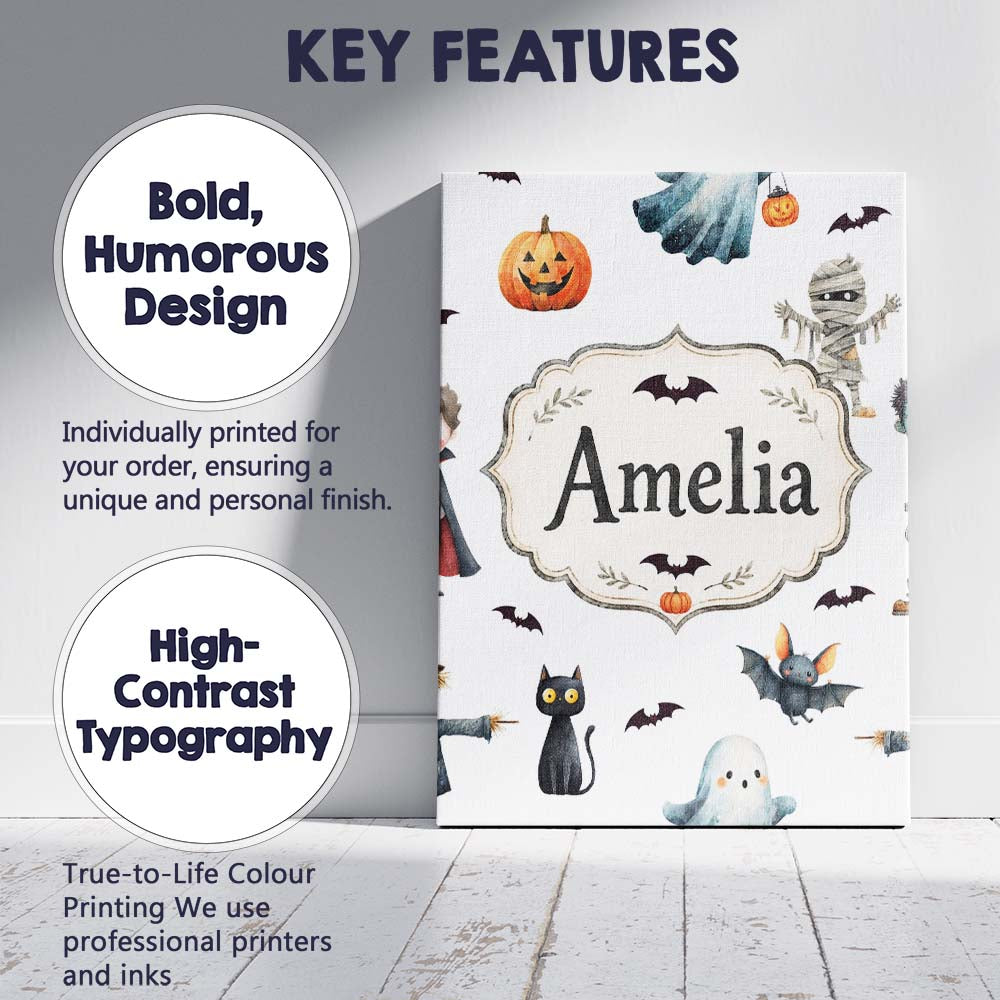 Personalised Name Halloween Zombie Mummy Custom  Unique Gift Idea Elegant Feature Canvas Wall Art Print Decor Picture Ready to Hang