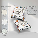 Custom Name Halloween Zombie Mummy Vampire Bat Spooky Light Grey Square Filled Cushion Throw Pillow Sofa Bed Home Decor Zip Washable UK Made