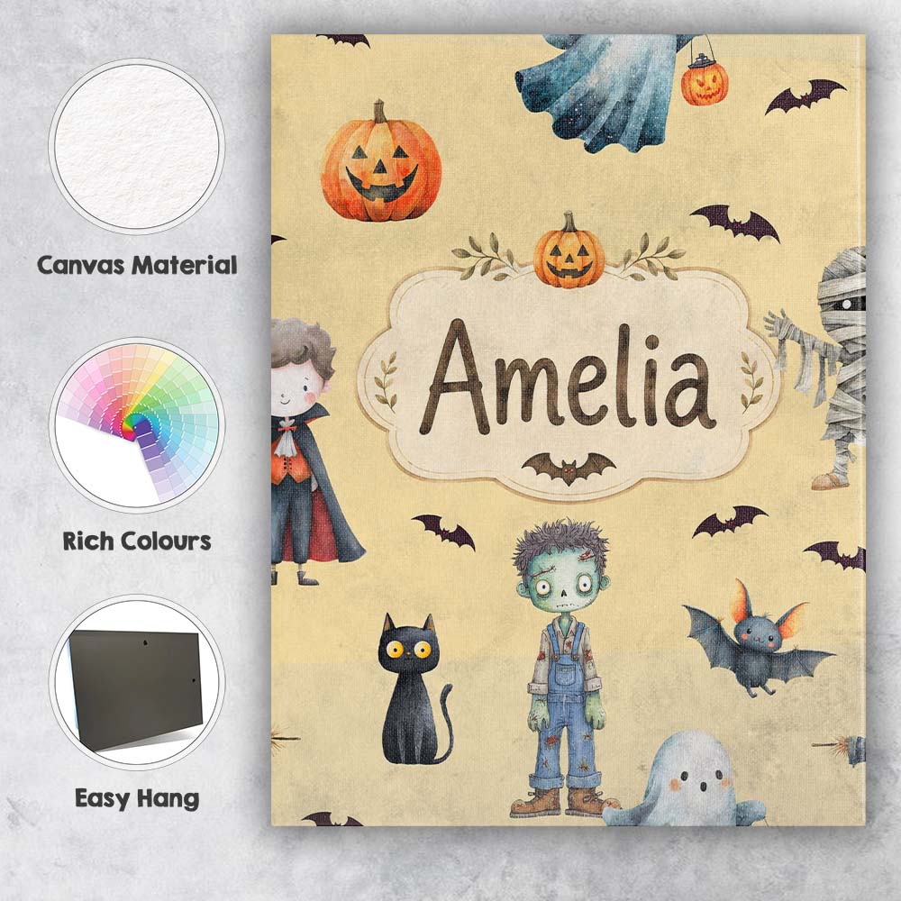 Personalised Name Halloween Zombie Mummy Custom  Unique Gift Idea Elegant Feature Canvas Wall Art Print Decor Picture Ready to Hang