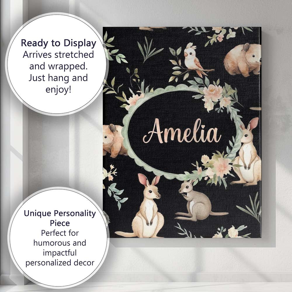 Personalised Name Woodland Animals Koala Custom  Unique Gift Idea Elegant Feature Canvas Wall Art Print Decor Picture Ready to Hang
