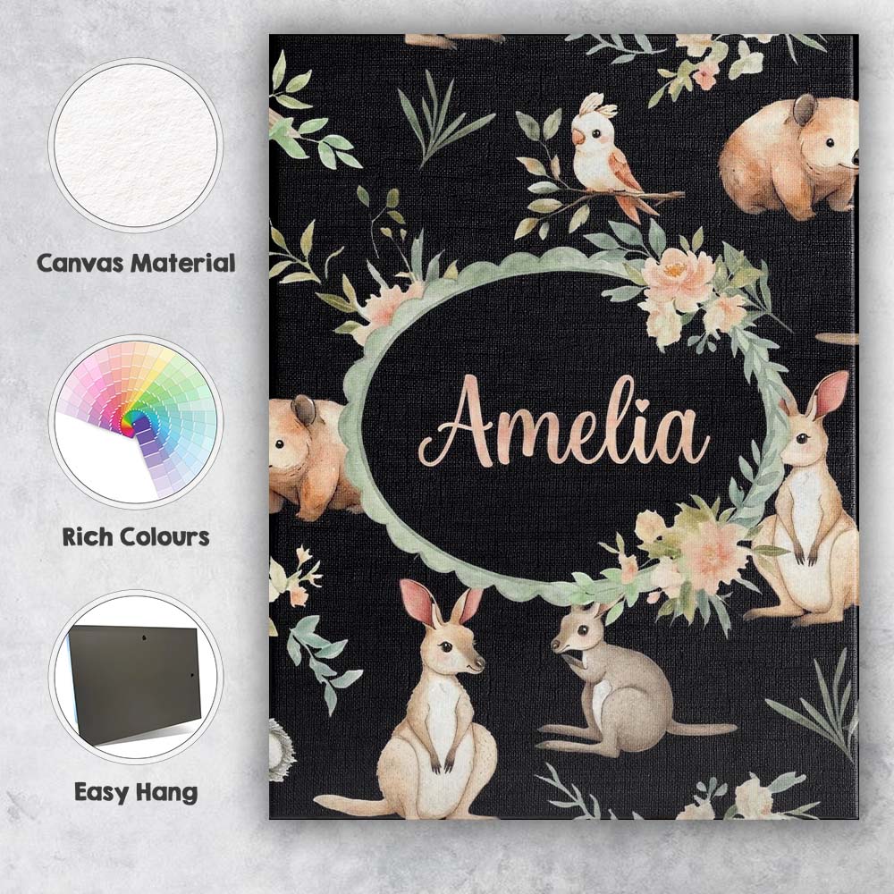 Personalised Name Woodland Animals Koala Custom  Unique Gift Idea Elegant Feature Canvas Wall Art Print Decor Picture Ready to Hang