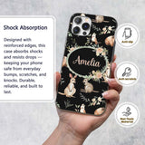 Woodland Animals Koala Kangaroo Bear Floral Black Custom Name Protective Phone Case Mobile Cover Durable Everyday Smartphone Shock Resistant