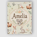 Personalised Name Woodland Animals Koala Custom  Unique Gift Idea Elegant Feature Canvas Wall Art Print Decor Picture Ready to Hang
