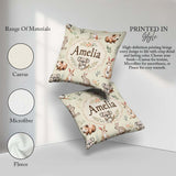 Custom Name Woodland Animals Koala Kangaroo Bear Floral Seamless Square Filled Cushion Throw Pillow Sofa Bed Home Decor Zip Washable UK Made