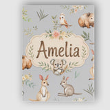 Personalised Name Woodland Animals Koala Custom  Unique Gift Idea Elegant Feature Canvas Wall Art Print Decor Picture Ready to Hang