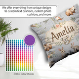 Custom Name Woodland Animals Koala Kangaroo Bear Floral Seamless Square Filled Cushion Throw Pillow Sofa Bed Home Decor Zip Washable UK Made