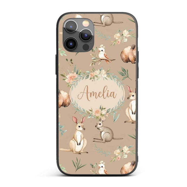 Woodland Animals Koala Kangaroo Bear Floral Warm Custom Name Protective Phone Case Mobile Cover Durable Everyday Smartphone Shock Resistant