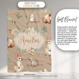 Woodland Animals Koala Kangaroo Bear Floral Warm Taupe Seamless  Personalised Custom Name Super Soft Fleece Blanket Bed Sofa Throw