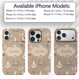 Woodland Animals Koala Kangaroo Bear Floral Warm Custom Name Protective Phone Case Mobile Cover Durable Everyday Smartphone Shock Resistant